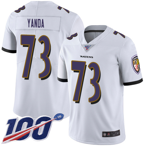 Baltimore Ravens Limited White Men Marshal Yanda Road Jersey NFL Football #73 100th Season Vapor Untouchable